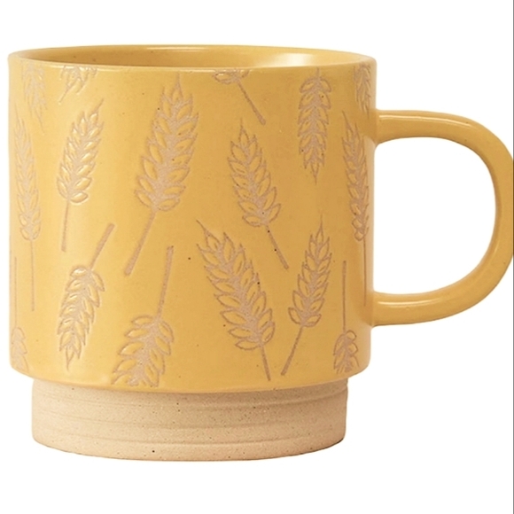 Two Festive Voice Wheat Textured Ceramic Mugs New - Picture 2 of 6